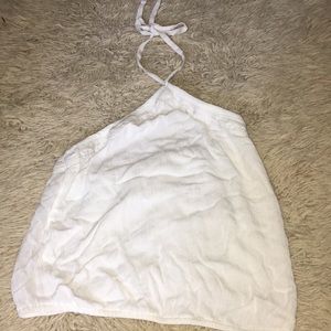 White Halter Style Tie Tank Top